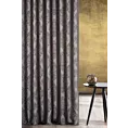 Zasłona szyta na taśmie 5 cm grafitowa tkanina w ornamentowy wzór, z dodatkiem połyskującej nici