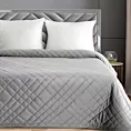 Narzuta welwetowa srebrny 220x240 cm z geometrycznym przeszyciem RIA 6