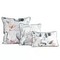 Poduszka 45 x 30 cm dwustronna welwetowa biało, zielona z motywem roślinnym z wypustką na brzegach JULIET EUROFIRANY PREMIUM