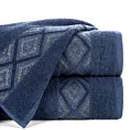 Ręcznik kąpielowy 50x90 cm bawełniany kolor granatowy przetykany błyszczącą nicią w geometryczny wzór 500 g/m2 AZARI