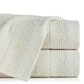 Ręcznik kąpielowy 50x90 cm bawełniany kolor kremowy z geometrycznym ornamentem 520 g/m2 KAMELA