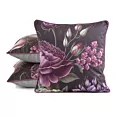 Poszewka na poduszkę 45x45 cm welwetowa, fioletowo czarna, dwustronna z motywem kwiatów Eurofirany Premium