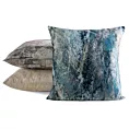 Poszewka na poduszkę 45x45 cm welwetowa stalowo, kremowa z błyszczącym marmurowym wzorem MALIA