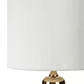 Lampa stołowa do salonu biało, złota DAISY na podstawie z marmuru i metalu z abażurem z matowej tkaniny
