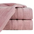Ręcznik kąpielowy 50x90 cm bawełniany kolor ciemnoróżowy z ozdobną bordiurą w paseczki 500 g/m2 ADORE