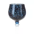 Świecznik szklany VERRE na wysmukłej nóżce z granatowym kielichem