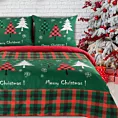 Pościel świąteczna 220x200 cm bawełniana kolor zielony, czerwony z motywem kraty FELIKS