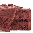 Ręcznik do rąk 30x50 cm bawełniany kolor ceglasty z żakardowym wzorem ornamentów 500 g/m2 SARA