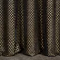 Zasłona szyta na taśmie 5 cm czarno złota z szenilowej tkaniny w drobny geometryczny wzór przetykany błyszczącą nicią