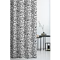 Zasłona szyta na flexach biało czarna z miękkiej tkaniny z nadrukiem w fantazyjny wzór