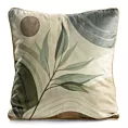 Poszewka na poduszkę 45x45 cm welwetowa oliwkowo, beżowo z roślinnym nadrukiem VELVET 213