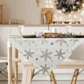 Obrus świąteczny 85x85 cm biało, szampański welwetowy zdobiony śnieżynkami