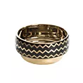 Misa ceramiczna zdobiona geometrycznym wzorem, czarno-złota
