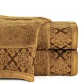 Ręcznik kąpielowy 50x90 cm bawełniany kolor miodowy z żakardowym wzorem ornamentów 500 g/m2 SARA