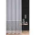 Firana szyta na przelotkach biała z matowej tkaniny PERU, zdobionej szerokim pasem, luźnej aplikacji o geometrycznym wzorze Italissima Eva Minge