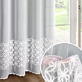 Dekoracja okienna biała z gładkiej tkaniny zdobiona pasem aplikacji w kwiaty 140x250 cm przelotka - LIWIA - EVA MINGE