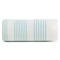 Ręcznik kąpielowy 90x170 cm bawełniany kolor turkusowy,biały z nadrukiem kontrastujących paseczków i frędzli 350 g/m2 KORFU