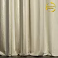 Zasłona szyta na taśmie 8 cm kremowo złota z szenilowej tkaniny w pionowe pasy przetykane błyszczącą nicią