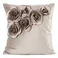 Poszewka na poduszkę 45 x 45 cm z welwetu kolor beżowy zdobiona w róże 3D