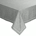 Obrus popielato, biały 140x180 cm MEGI zdobiony lamówką