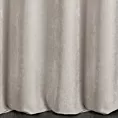 Zasłona szyta na flexach srebrna z tkaniny o szenilowej strukturze