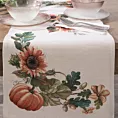 Bieżnik na stół naturalno, pomarańczowy 40x100 cm gobelinowy zdobiony motywem słoneczników i dyń