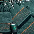 LIMITED COLLECTION ręcznik LILI 2 z  miękkiej bawełny z welwetową bordiurą z wzorem liści GŁĘBIA ZIELENI