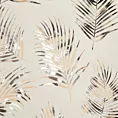 Zasłona welwetowa kremowo, szampańska z błyszczącym nadrukiem palmowych liści 140x250 cm przelotka - GLORIA 2