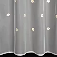 Firana biało, żółta z kwiatuszkami haftowanymi puszystą nicią 140x250 cm przelotka ELSA