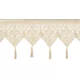 Zazdrostka jasnobeżowa ażurowa  w stylu eko z dekoracyjnymi chwostami 150x30 cm tunel MARTHA