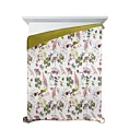 Narzuta biało, zielona 200x220 cm z letnim motywem kwiatów i gałązek ROSA Design 91