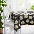 Obrus szyty LIAM czarno złoty z miękkiej welwetowej tkaniny i złotym antycznym motywem