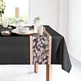 Komplet obrus z bieżnikiem czarno, beżowy 140x260 cm ANITA 1 zdobiony subtelnym wzorem roślinnym