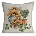 Poszewka na poduszkę 45x45 cm bawełniana, gobelinowa naturalno, żółta z kwiatowym motywem GOB
