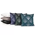 Poszewka na poduszkę 45x45 cm welwetowa ciemnoturkusowa ze srebrnym geometrycznym nadrukiem BLINK 36