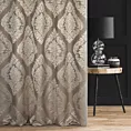 Zasłona szyta na taśmie 5 cm beżowa miękka z dodatkiem bawełny z wzorem ornamentowym