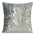Poszewka na poduszkę 45x45 cm welwetowa, stalowo złocista zdobiona marmurkowym wzorem DORIS DESIGN 91