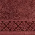 Ręcznik do rąk 30x50 cm bawełniany kolor ceglasty z żakardowym wzorem ornamentów 500 g/m2 SARA