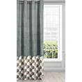 Zasłona welwetowa stalowo jasnoszara ze złotym wzorem 140x250 cm przelotka - GINA - Design 91