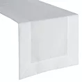 Bieżnik na stół 40x180 cm biały zdobiony kantą - LUCY