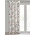 Zasłona biało, różowa z nadrukiem kwiatów z etaminy 140x250 cm przelotka AVA