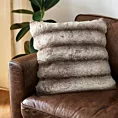 Poszewka na poduszkę 45x45 cm biała, ciemnobrązowa z futrzanej przyjemnej tkaniny LUCY