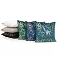 Poszewka na poduszkę 45x45 cm welwetowa kolor ciemnoturkusowy ze złocistym nadrukiem liści BLINK 22