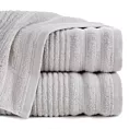 Ręcznik kąpielowy 50x90 cm bawełniany kolor srebrny bordiurą zero twist zdobiony paseczkami 400 g/m2 SAMMY