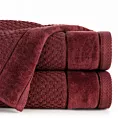 Ręcznik do rąk 30x50 cm bawełniany kolor bordowy o strukturze krateczki z szeroką welurową bordiurą 500 g/m2 FRIDA