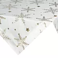 Obrus świąteczny 85x85 cm biało, szampański welwetowy zdobiony śnieżynkami