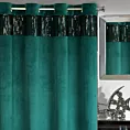 Zasłona ciemnoturkusowo, czarna z welwetu zdobiona cekinami 140x250 cm przelotka - JASPER