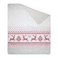 Koc bawełniano, akrylowy 200x220 cm biało, czerwony z motywem skandynawskim NOEL