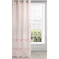 Firana różowa z błyszczącą moherową nicią zdobiona falbanami 140x250 cm przelotka ARIANA DIVA LINE