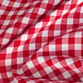 Zasłona szyta na flexach czerwono biała z delikatnej tkaniny w kratkę